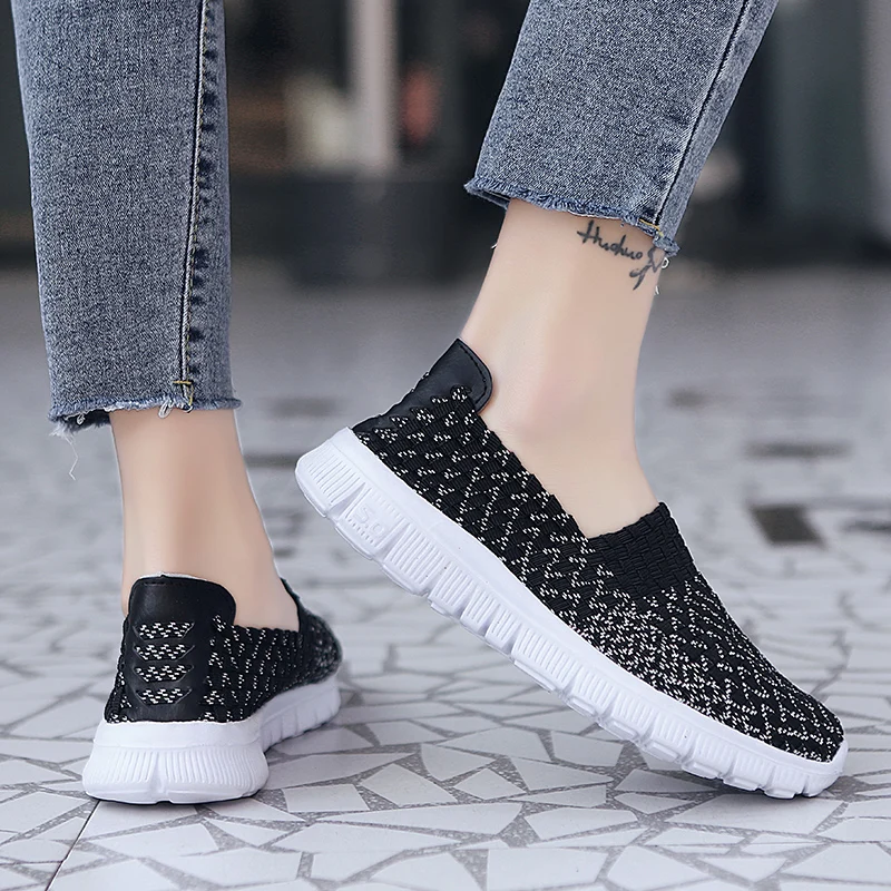 STRONGSHEN Women Handmade Woven Shoes Summer Shallow Breathable Soft Comfortable Flat Slip on Light Walking Shoes Loafers 35-42