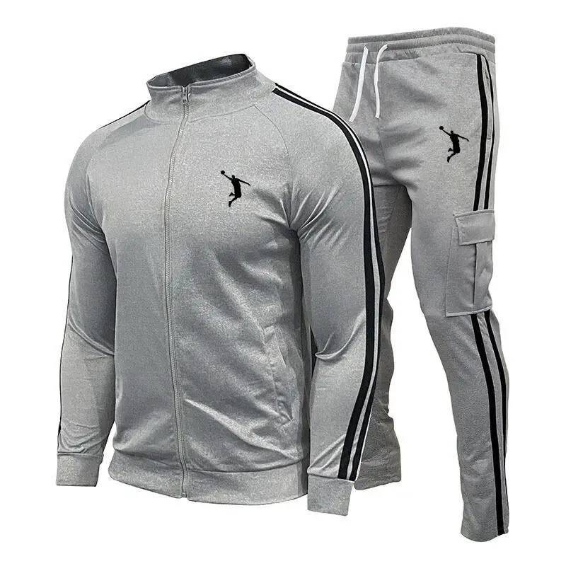 Men\'s Sweater And Pants Set, Sweatshirt, Tight Pants, Slim Fit Sportswear, Zippered Sweater, Fitness Wear, 2024 New ,Model