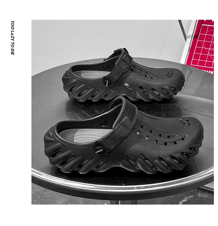 Marken-Herren-Slipper – Weiche und bequeme perforierte Outdoor-Schuhe, wasserdicht, höhenerhöhend, coole EVA-Fahrschuhe – Detail 23