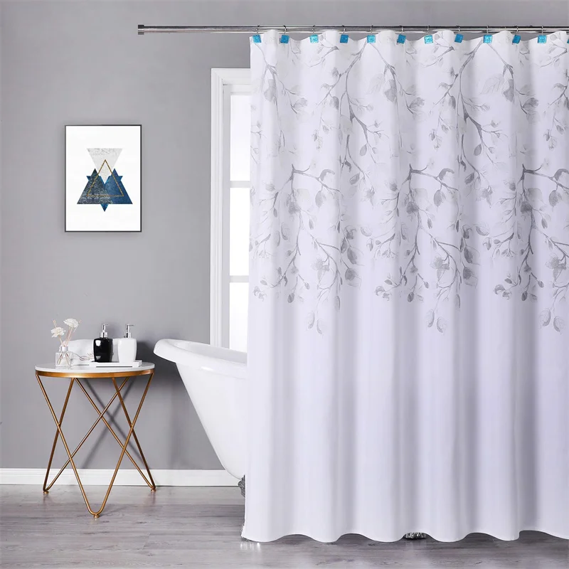 Central Park Leaves Blue Shower Curtain Liner Waterproof Print Floral Shower Curtain For Bathroom Spa Hotel Decor Bath Curtain