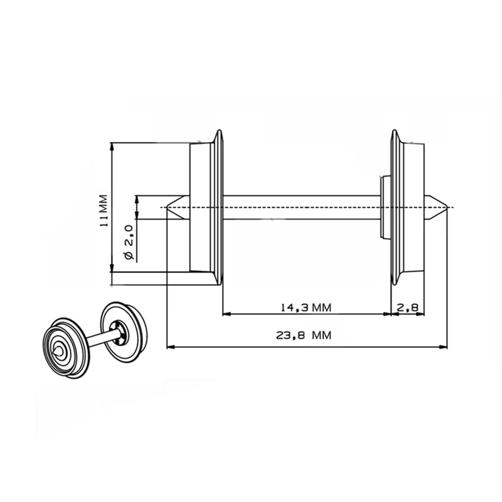

2Pcs Metal DC Wheels, HO Scale Wheel, High Strength Metal Axles Hobby Train Accessory for 1:87 Model Train DIY Accessories