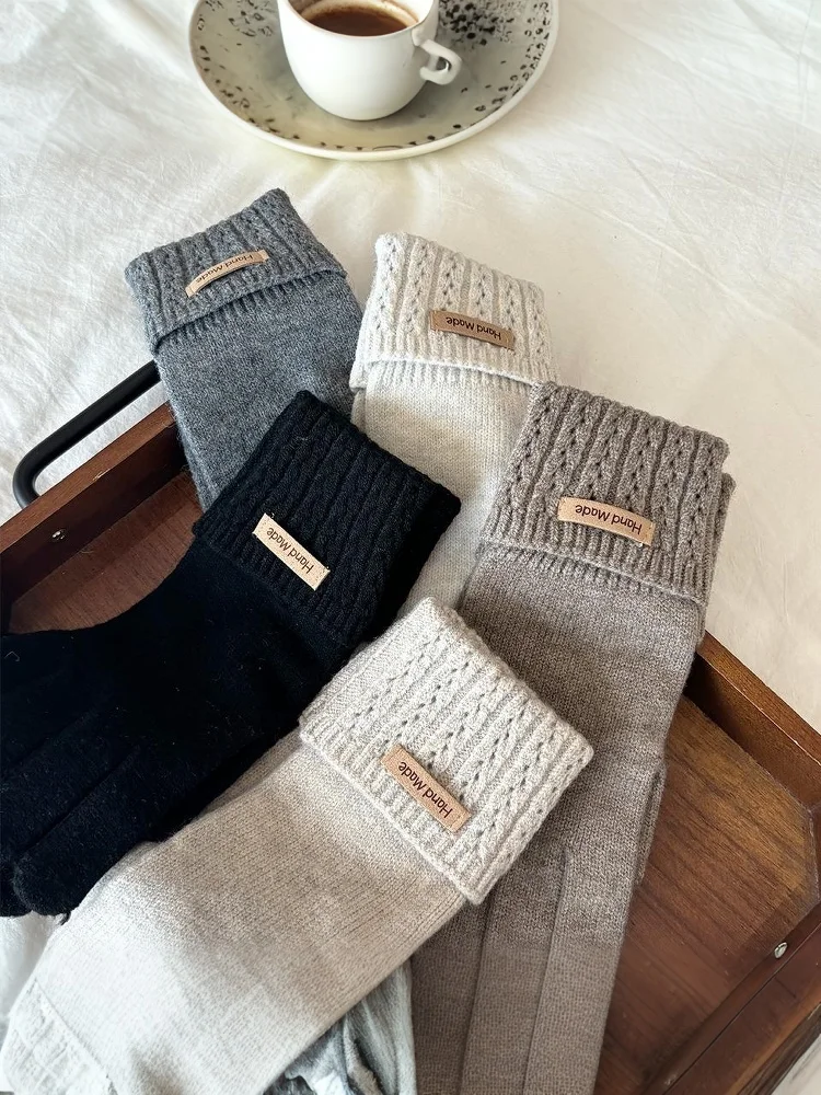 AliExpress Fashion Solid Color Knitted Warm Gloves Autumn And Winter Touchscreen Gloves For Outdoor Cold Proof Cycling Thickened Glove