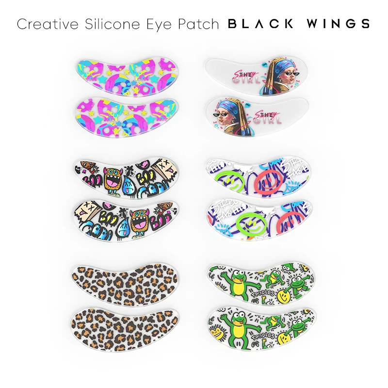 BLACKWINGS Parche de silicona para ojos Máscara de pestañas injertadas de diseño original reutilizable |   Parche de cuidado específico para la piel |   Patrón original esencial