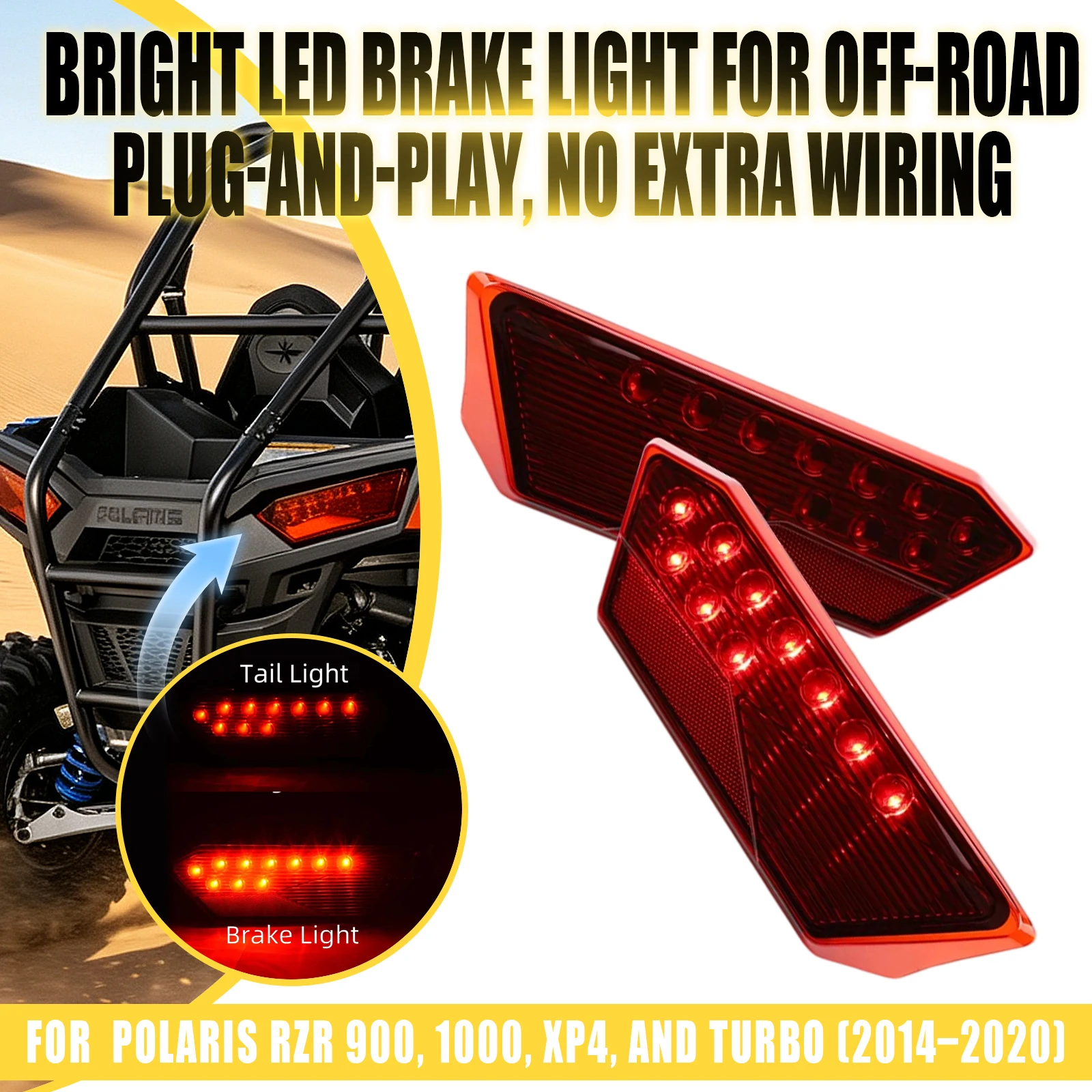 For Polaris RZR 1000 900 XP 4 Turbo 2014 2015 2016 2017 2018 2019 2020 LED Tail Lights Rear Brake Running Driving Stop Lamp