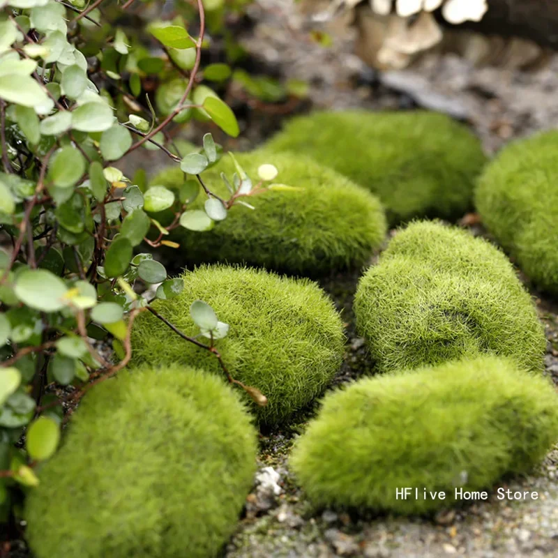 4 Size Fake Stone Artificial Moss Rocks Home Decor Simulation Plant DIY Decoration For Garden and Crafting Green Wholesale