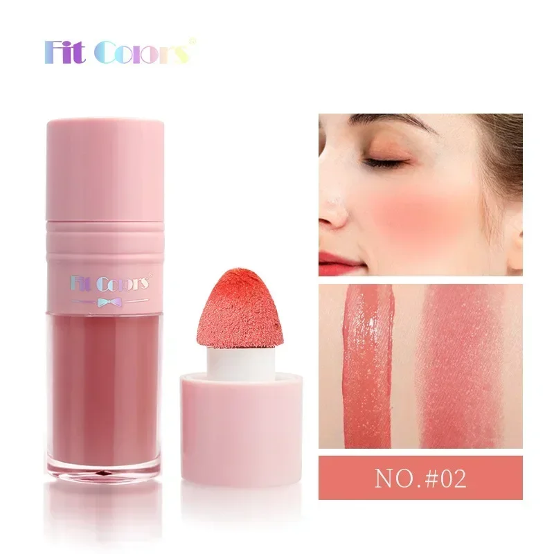 Heallor Liquid Blush Cheek Tint Sponge Tip Soft Smooth Face Contour Makeup Blusher Rouge Waterproof Long Lasting Creamy Cosmetic