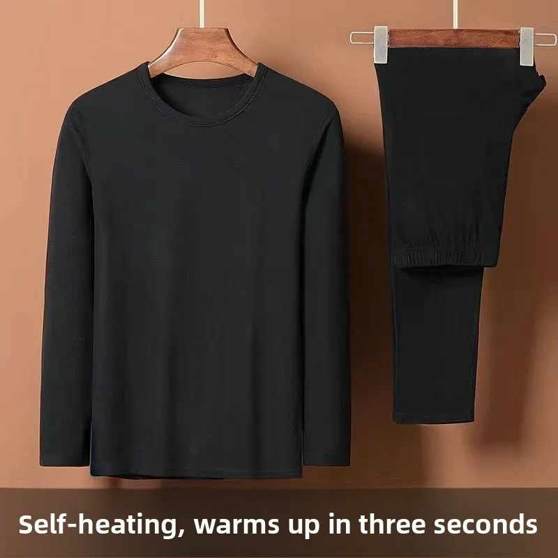 

Men's Thermal Underwear Set Fleece Lined Base Layer T-Shirt And Pants Winter Simple Basic Style Long Sleeve Long Pants