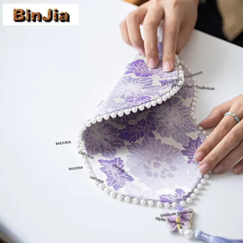 Gourd Brocade Beads Tea Table Mats Ancient Drink Coaster Household Dinner Table Cloth Mat Chinese Tea Set Accessories Gift Craft