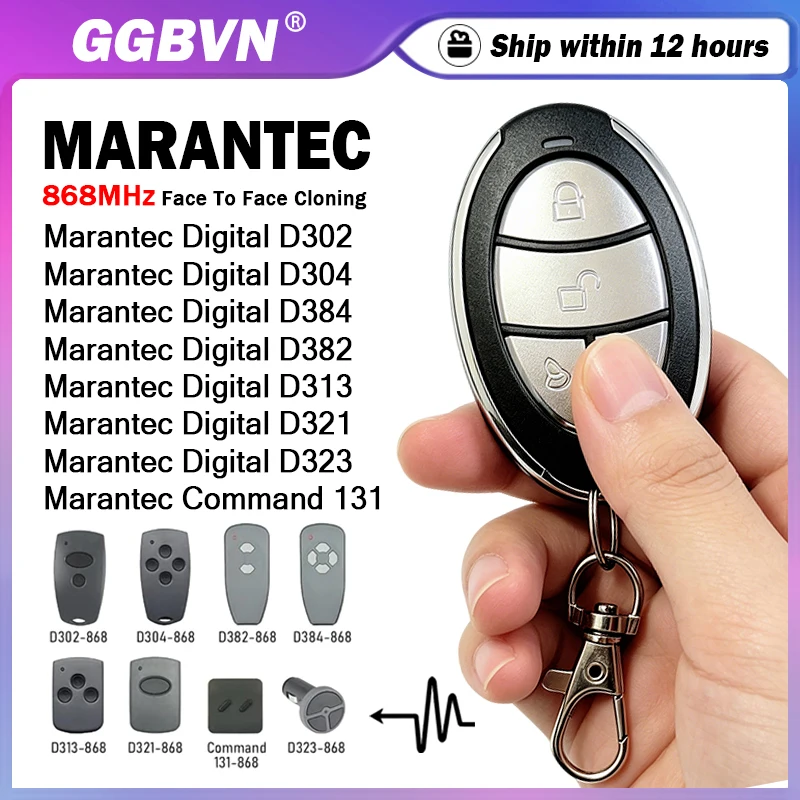 Replace For Marantec Digital D302 D304 D382 D384 313 321 323 868MHz Garage Door Gate Remote Control Duplicator 868.3MHz Cloning