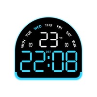 Wall-mounted Electronic Wall Clock Temperature Date Digital LED Clocks 12/24H Multi-functional Alarm Clocks for Bedroom
