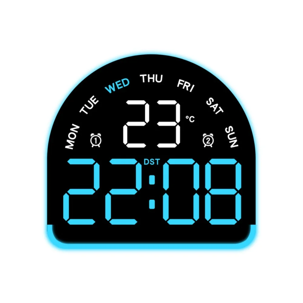 Wall-mounted Electronic Wall Clock Temperature Date Digital LED Clocks 12/24H Multi-functional Alarm Clocks for Bedroom