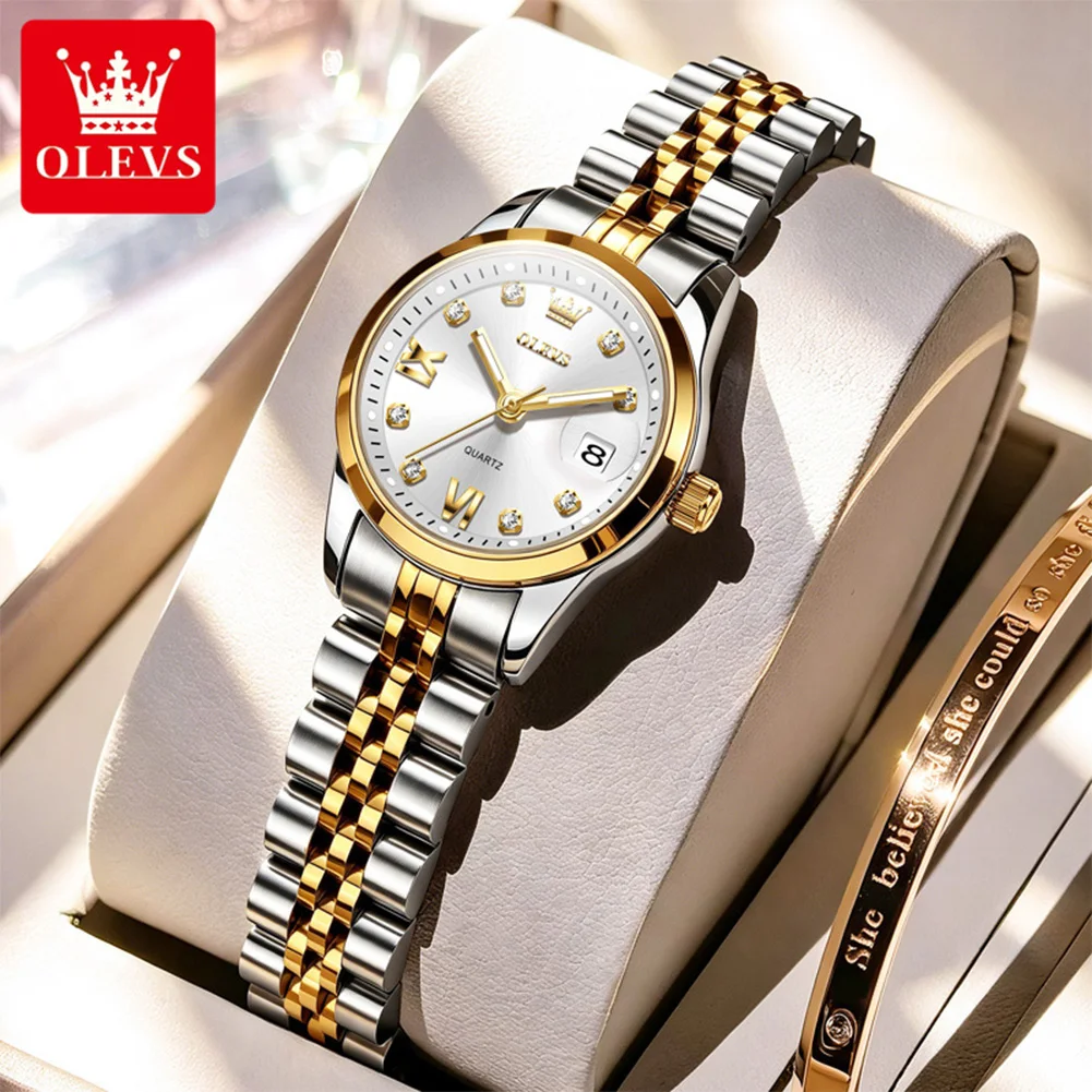 OLEVS Quartz Watches Bracelet Necklace Sets for Women Luxury Top Brand Auto Date Waterproof Elegant Ladies Dress Wristwatch Gift