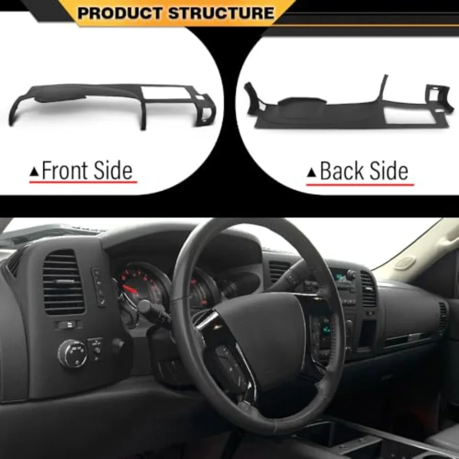 لوحة القيادة ذات غطاء القيادة المتوافقة مع Chevy Silverado GMC Sierra 20072013 Fit Dual Glovebox Style Dashes باللون الأسود فقط للمركبة