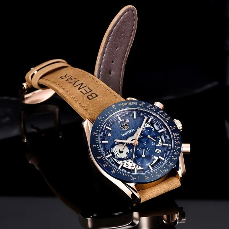 BENYAR Fashion Sport Watch Men Top Brand Luxury Black Male Chronograph Clock Military Stainless Steel Waterproof Wristwatch 5120