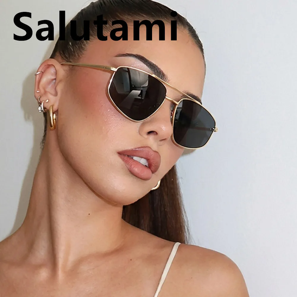 Vintage Y2K Sonnenbrille aus Legierung für Damen, neue modische Outdoor-Fahrsonnenbrille für Herren, Retro Pilot UV400 Eyewear Shades Schwarz