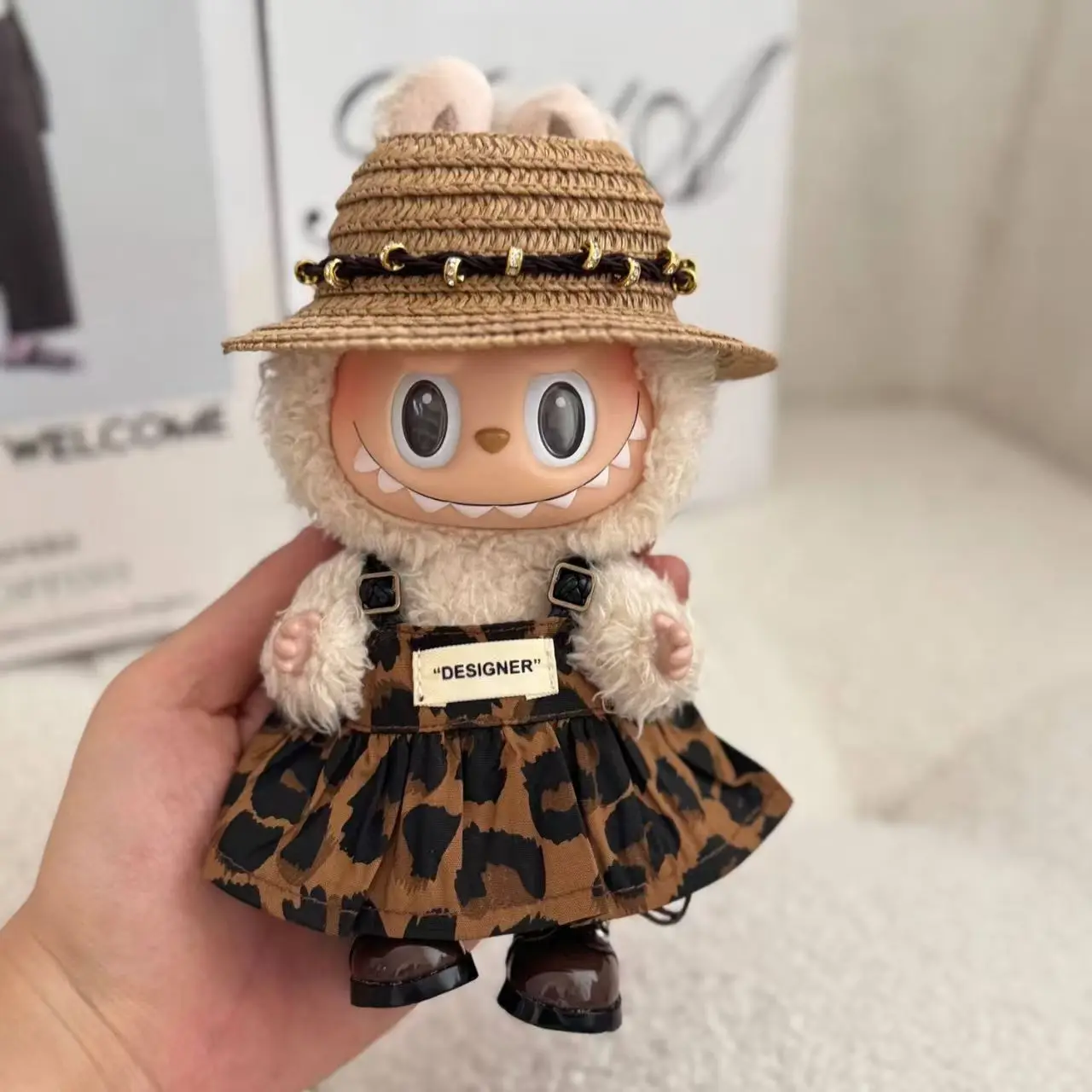 Doll Clothes Accessories for 17cm Labubu Dolls Baby Doll Lovely Pajamas With Eye Mask Stuffed Cotton Toy for Korea Star Kpop EXO