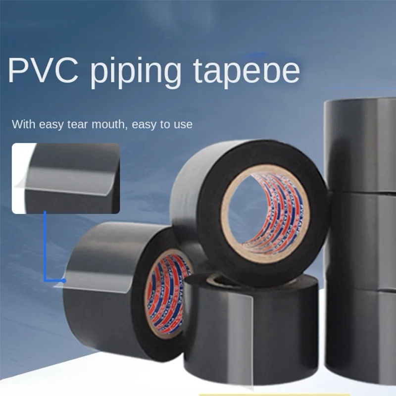 PVC Pipe Tape Waterproof High-viscosity Thermal Insulation Tapes Black Rubber Plastic Tapes Anti-corrosion Pipe Protection