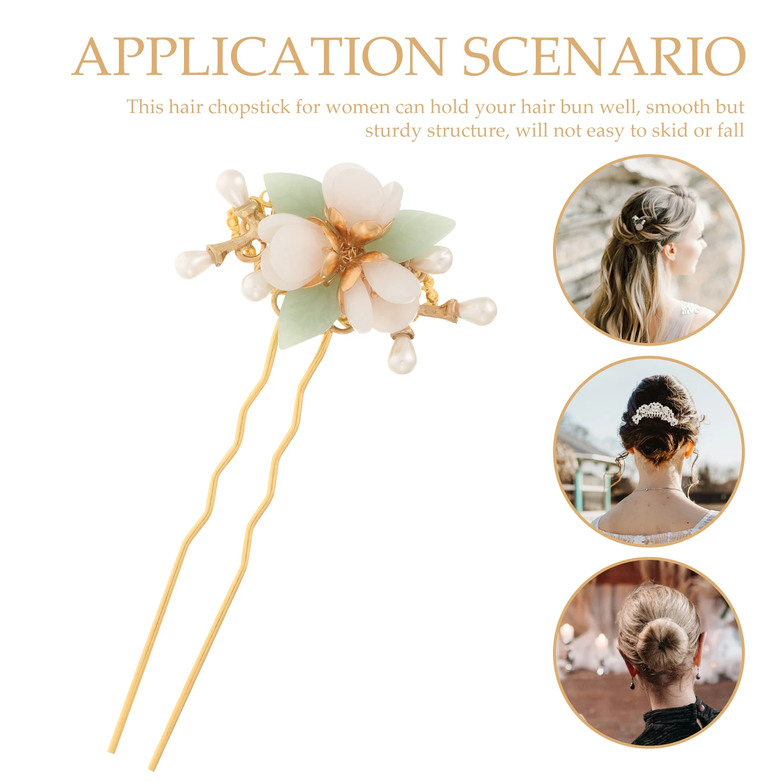 

Flower Shape Pearl Hairpin Vintage Decor Elegant Accessories for Banquet Ball Festival Parties Traditional Chinese Style