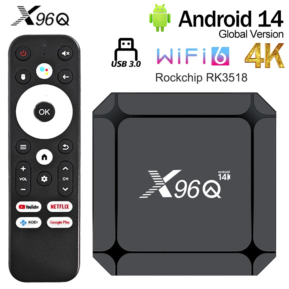 

X96Q RK3518 Smart TV BOX Android 14 Rockchip RK3518 4K USB3.0 4K WIFI6 2G16G Set Top Box Media Player Android tv