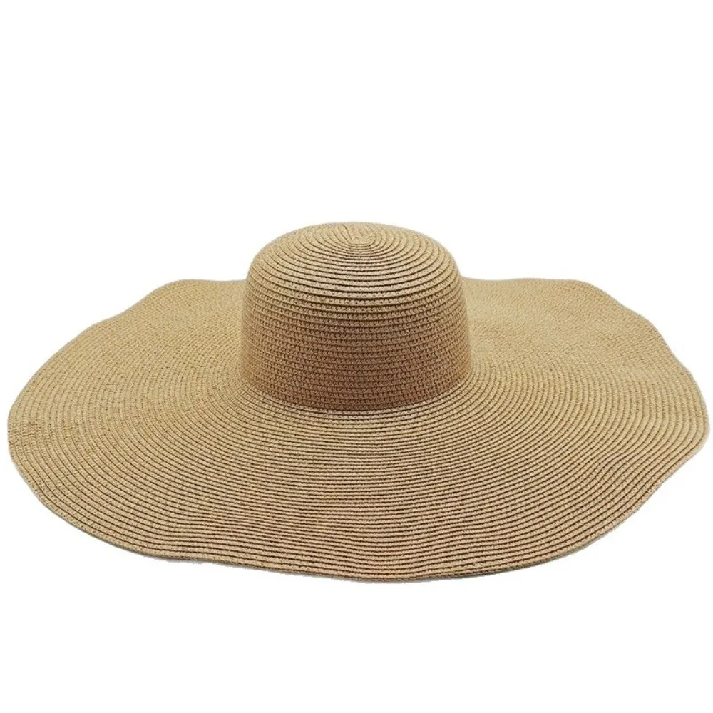 

New UPF50+ Wide Brim Sun Hat Simple Breathable Floppy Straw Hat Foldable Oversized Beach Hats Outdoor Vacation