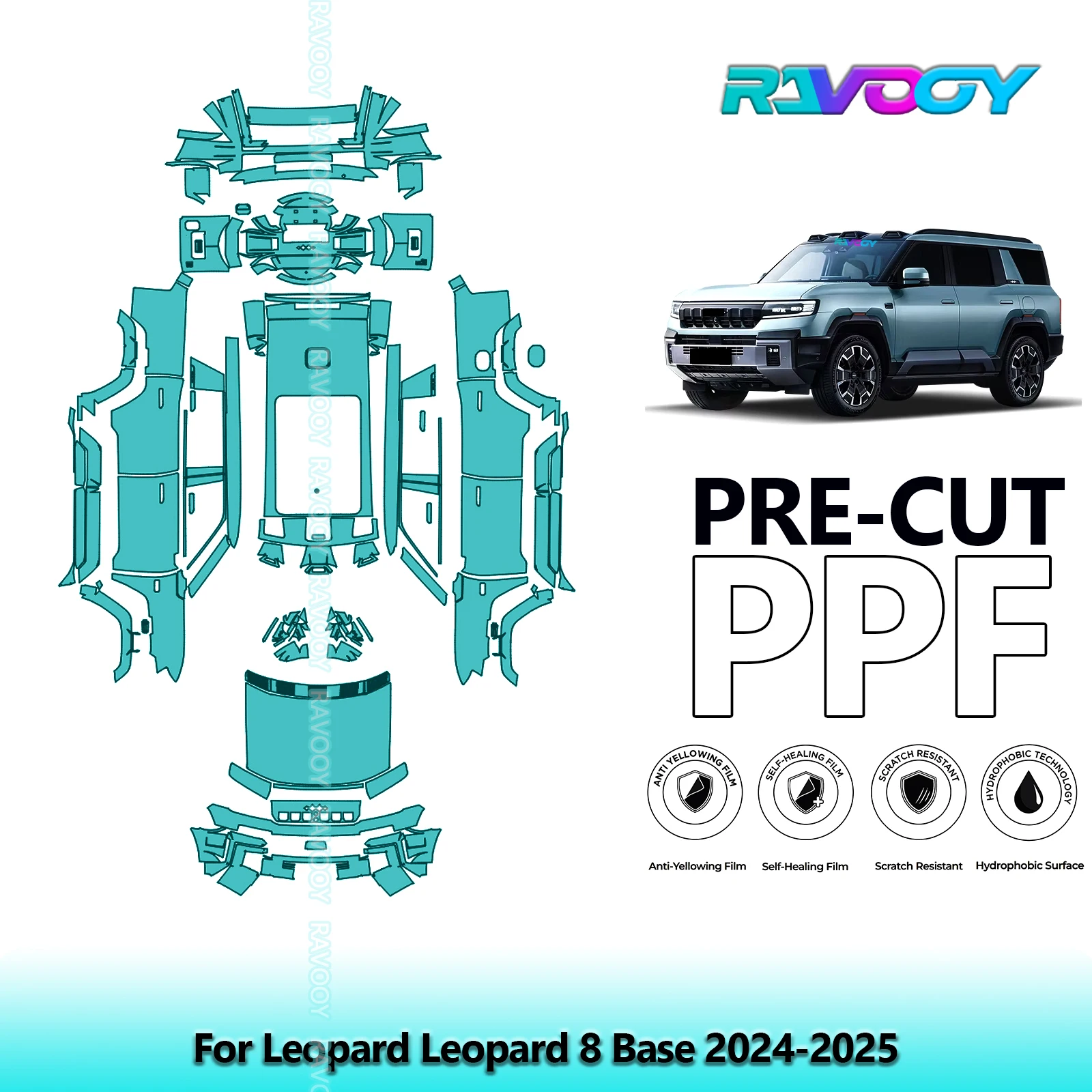 Full Vehicle Clear Bra Precut PPF Paint Protection Film For Leopard Leopard 8 Base 2024-2026 8.5mil Self-Healing TPU High Gloss