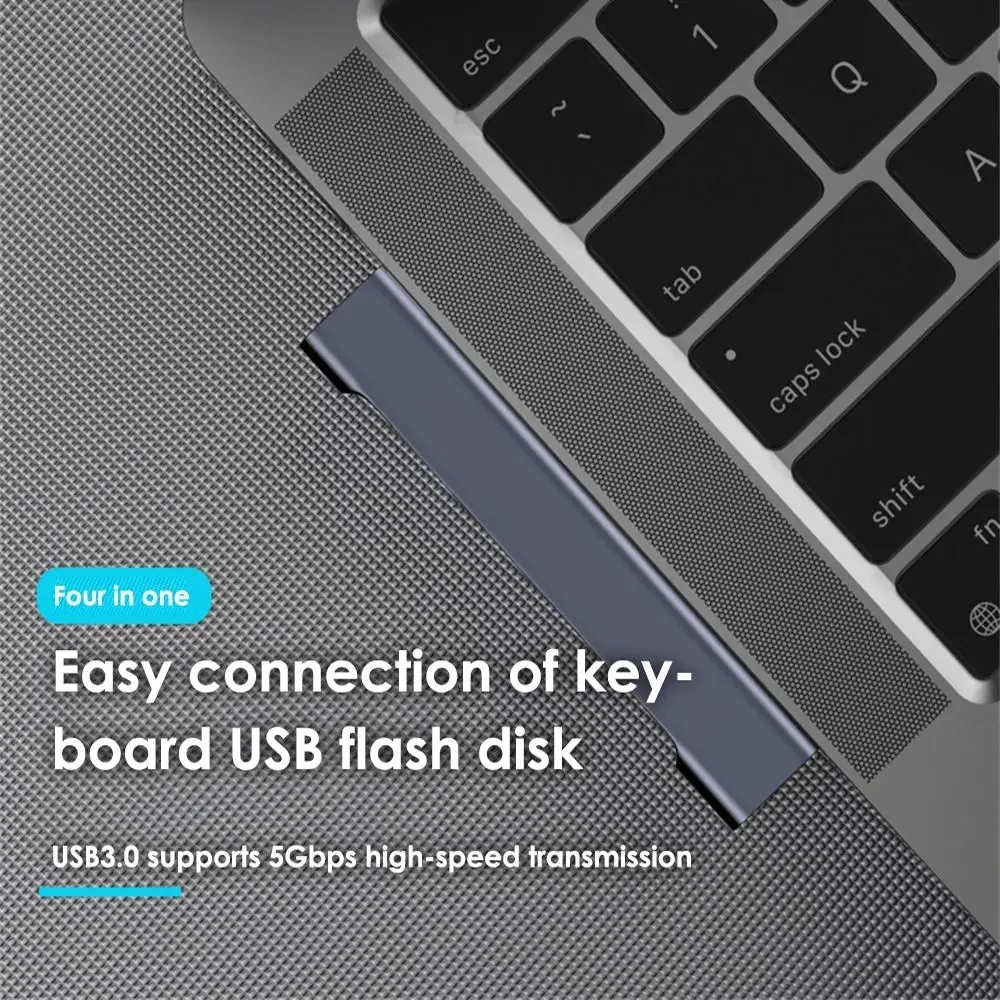 HUB de USB-C 4 en 1, estación de acoplamiento Universal USB 3,0, carga PD, divisor de alta velocidad, adaptador OTG para accesorios de ordenador portátil