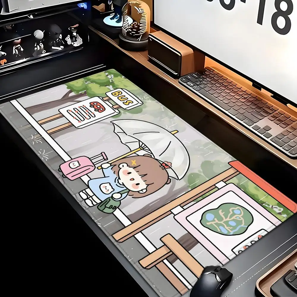 

Cute little girl cartoon Kawaii animation style patternsOffice Computer Desk Mat Table Big Mouse Pad Laptop Cushion NonslipDecor