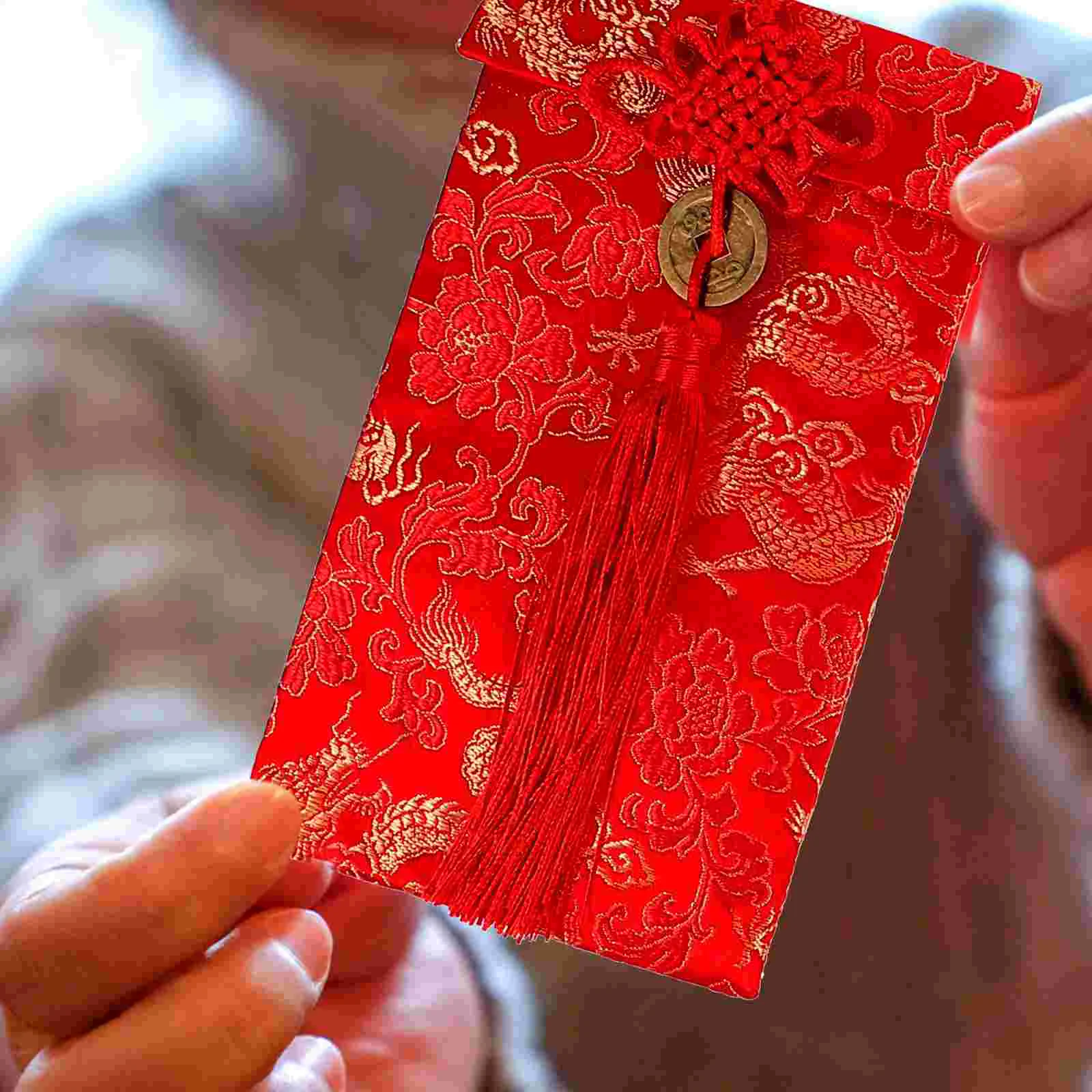 6 Pcs Year of Dragon New Red Envelope Wedding Luck Envelopes Gift Package Money Bags