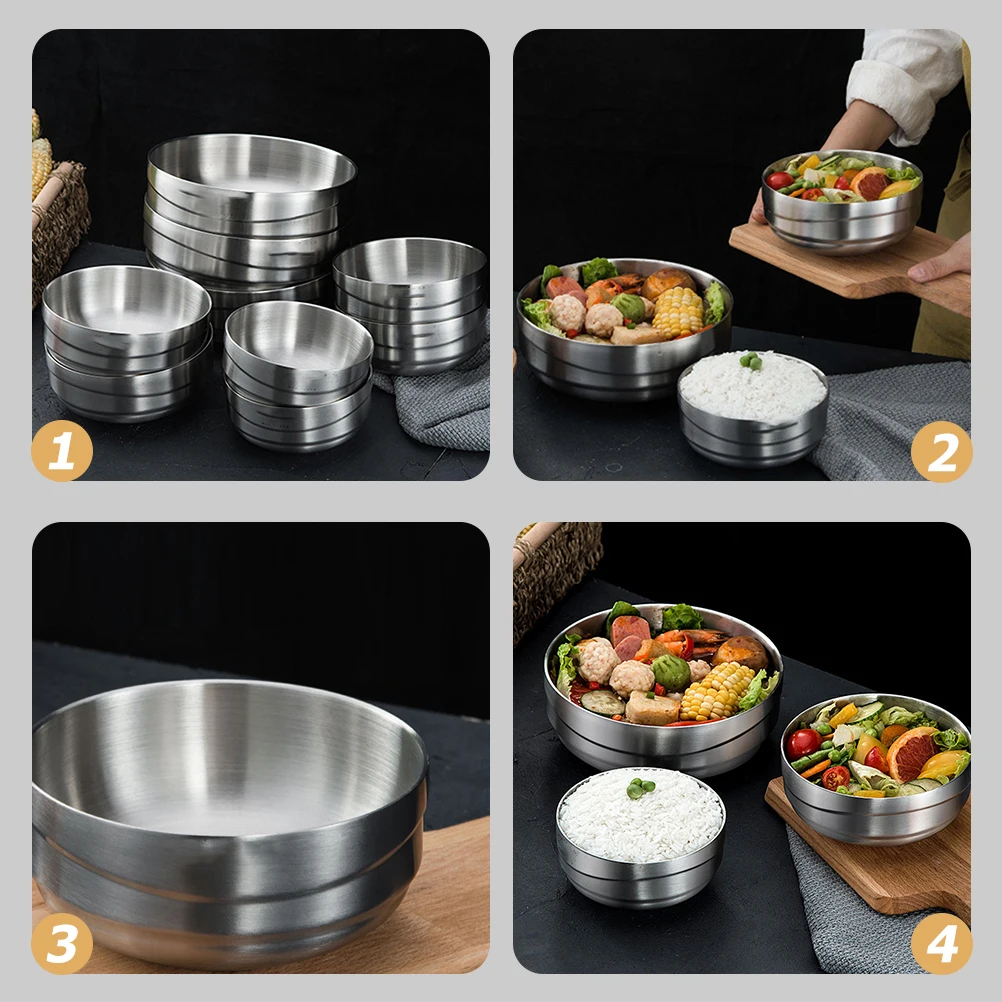 

Stainless Steel Ramen Double Wall Soup Bowl Large Food Container Korean Style Noodle Bowl Kitchen Tableware For Instant Rice