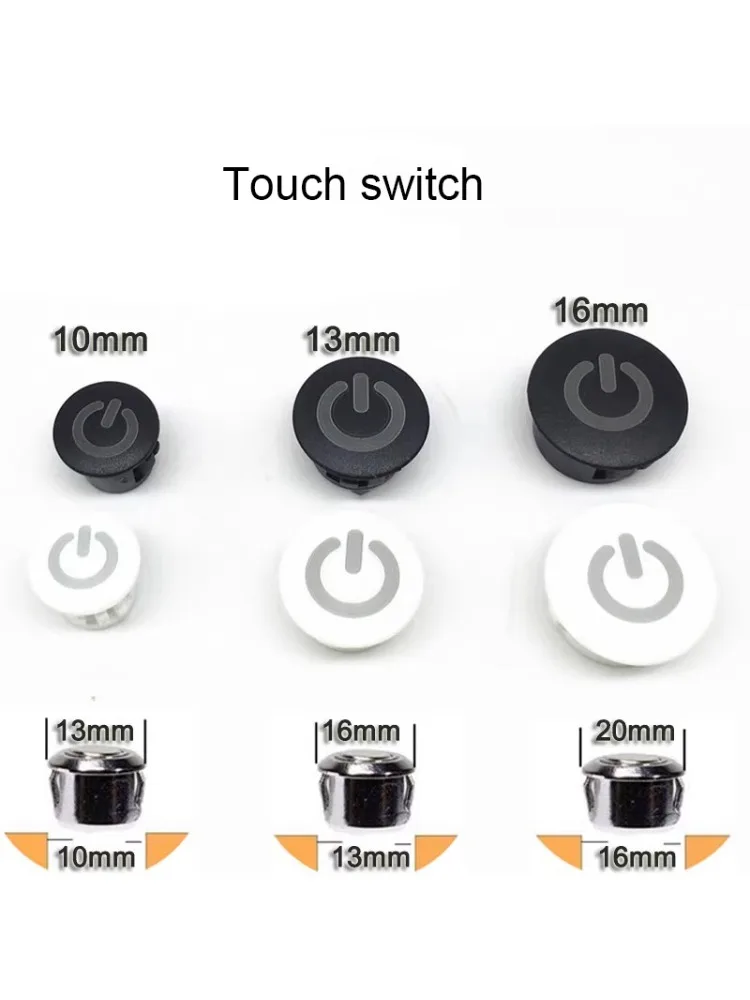 مفتاح خافت يعمل باللمس (10/13/16 مم) DC3-24V مفتاح إضاءة لوحة التحكم باللمس مع سطوع قابل للتعديل لخزائن LED/أضواء الجدار
