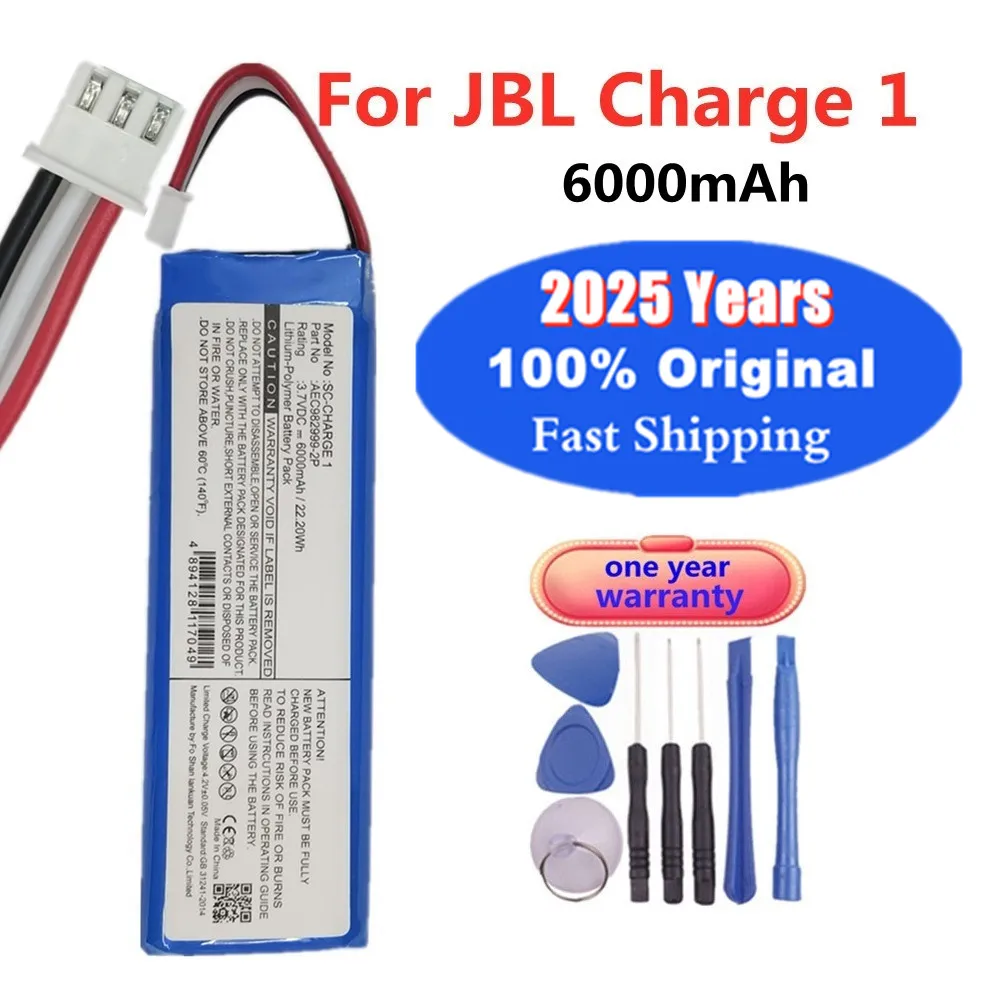 New 100% Original AEC982999-2P Battery For JBL Charge 1 Charge1 6000mAh Replacement Wireless Bluetooth Speaker Battery Batteries