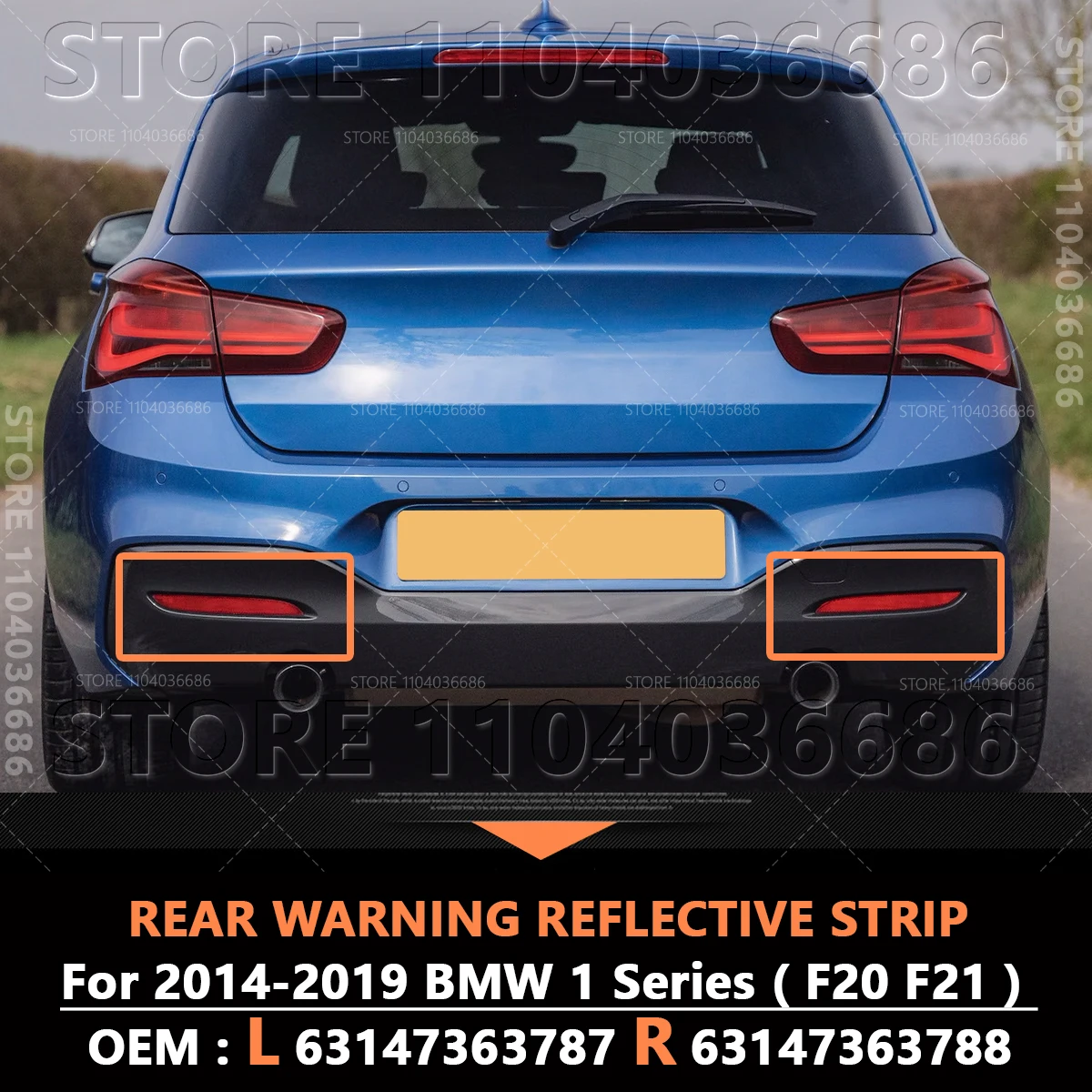 

Для BMW 1 серии (F20 F21) 2014-2019 гг., отражатель заднего бампера, предупреждающая светоотражающая полоса 63147363787 63147363788
