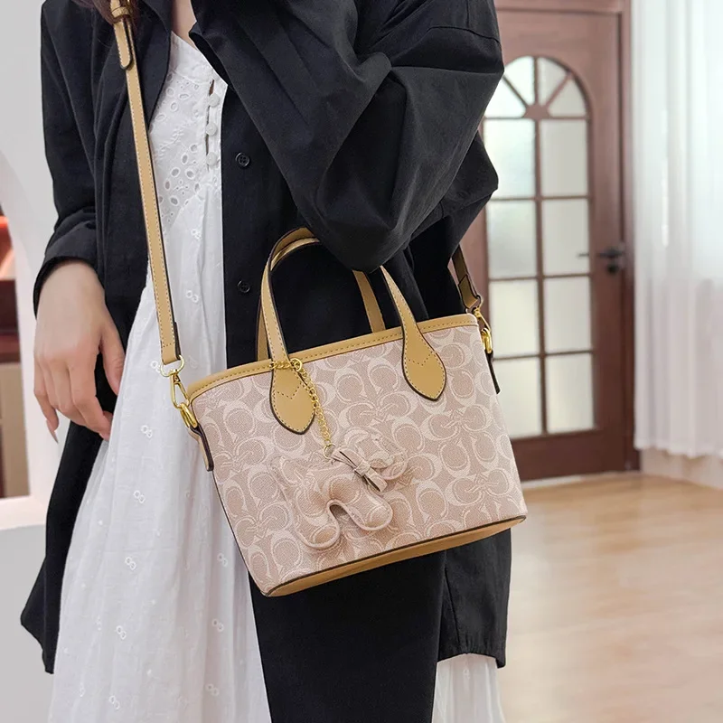

2025 New Women's High-Quality Printed Bucket Bag, Retro Basket Bag - Simple Handheld Single Shoulder Crossbody Bag