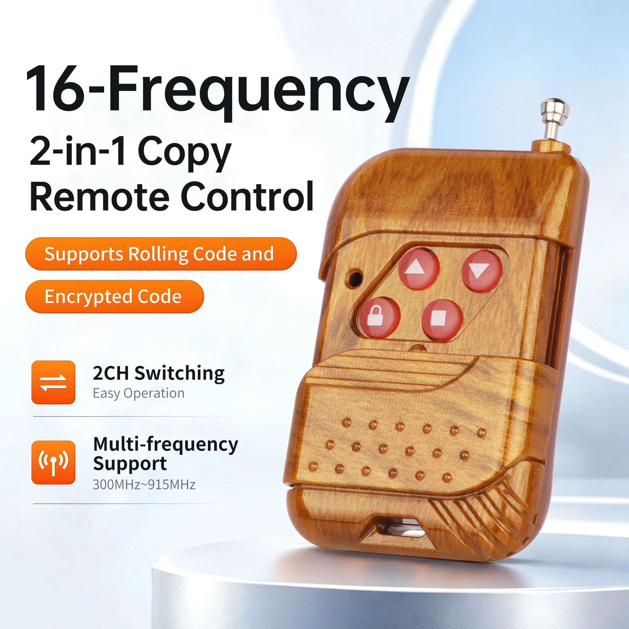 300-915MHz Multi Frequency 4 Button Copy Transmitter 433MHz Remote Control Duplicator for Garage Door Gate and Light Control