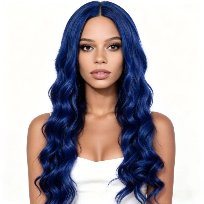Women European Style Full Head Wig Natural Ombre Big Wave Long Curly Wig for Daily Wear Easy To Shape
