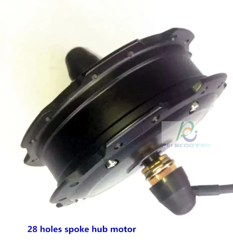 Spoke 28 holes BLDC double shafts brushless gearless dc wheel hub motor with disc brake for scooter phub-20fm