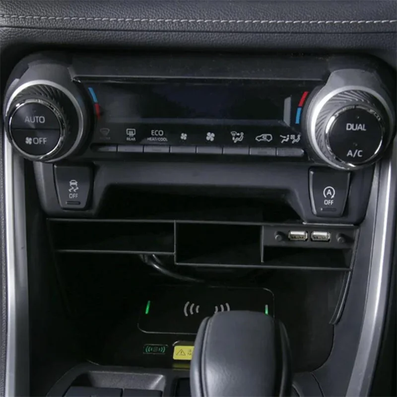 Center Console Organizer For Toyota RAV4 2024 2023 2021 2020 2019 Accessories, Tray Insert Divider Storage Box With 2 USB Ports