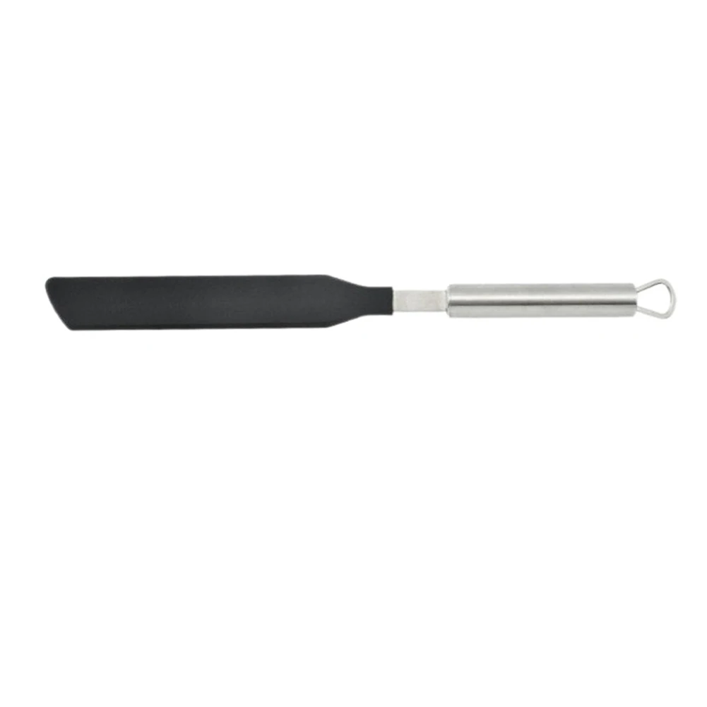 Steel Crepe Spatula 35x2x2cm Black for Crepes Pancakes Non Pan Flat Edge For Turner with Hanging Loop Dishwasher Safe