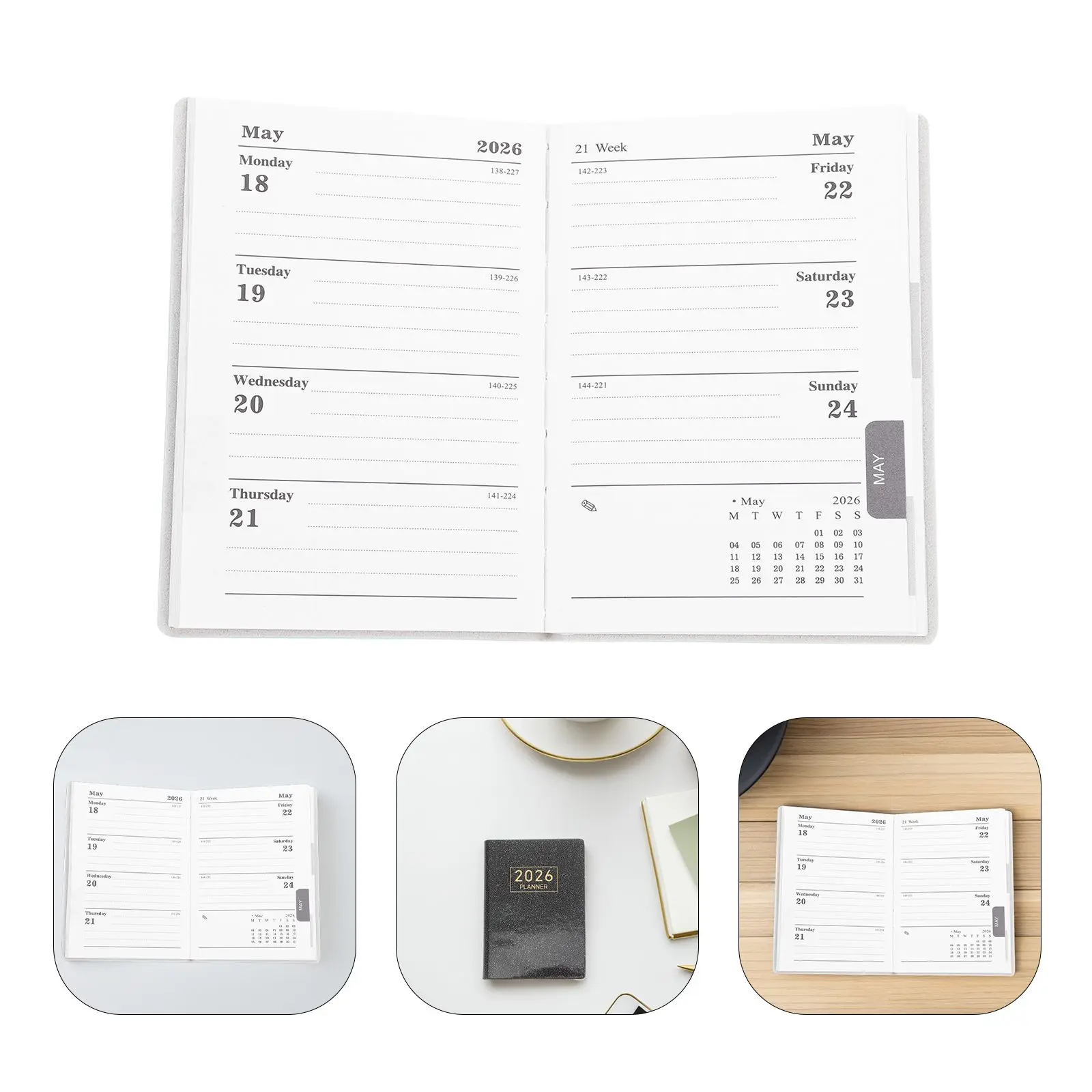 2026 Compact Weekly Planner Schedule Notebook Portable Daily ganizer Thick Page Academic Calendar Sewn Binding