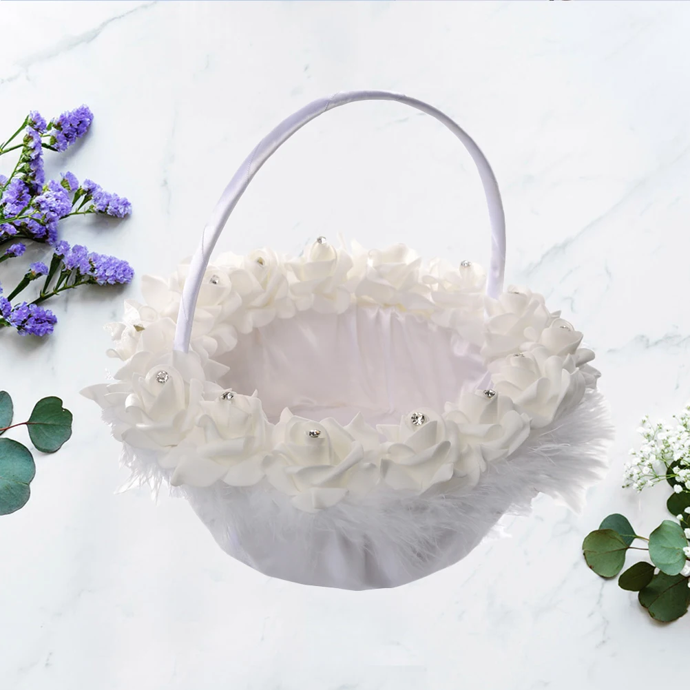 

Romantic Bridal Basket Baskets Flower for Wedding Charm Simulated White Delicate
