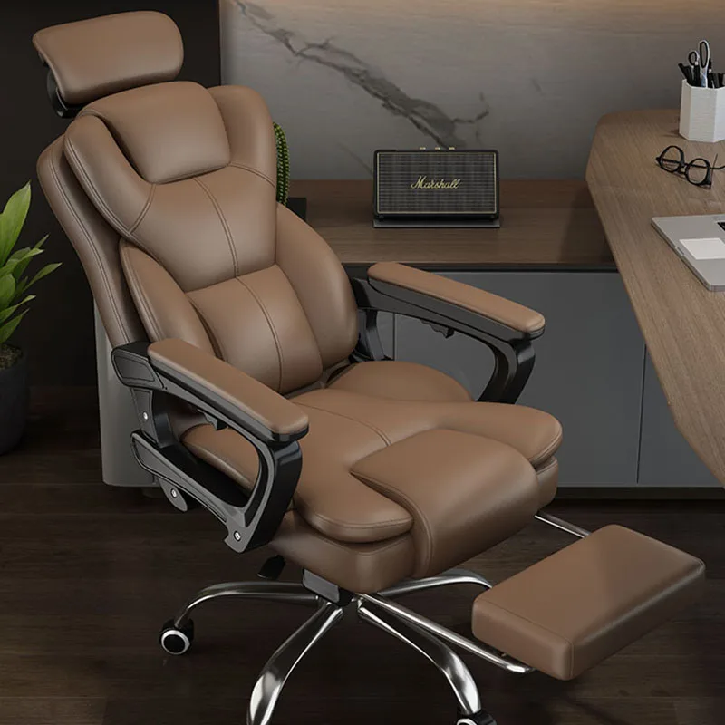 

Boss Luxury Office Chair Computer Comfortable Footrest Nordic Designer Gaming Chair Throne Leather Sillas De Gamer Furniture