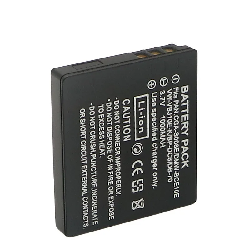 Batterie de remplacement DMW-BCE10E CGA-S008E 1000mAh pour alimentation de caméra Compatible Panasonic Lumix série DMC