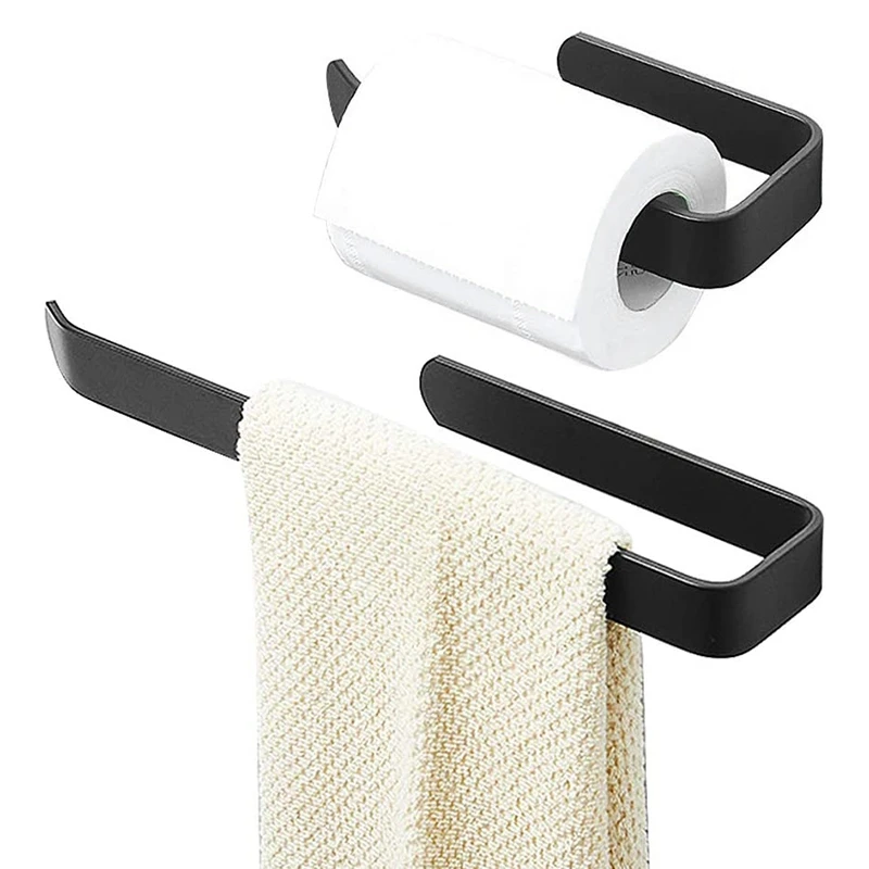 2 Pieces Bathroom Towel Rail, Towel Rail Black, Shower Towel Rail Vanity Base Cabinet Bathroom Body Assembly