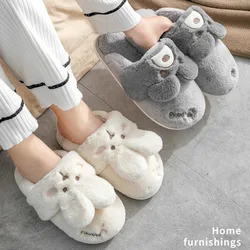 HomeSlipper Cloud Womens Cartoon Rabbit Flip Flops Winter Warm Plush Indoor House Shoes Casual Flat Funny Fuzzy Female Slides