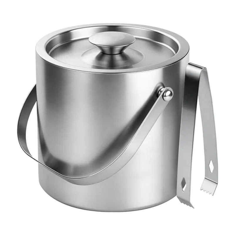 

Premium-Stainless Steel Ice Buckets For Parties With Lid & Tongs Champagne Wine Drink Container Holder