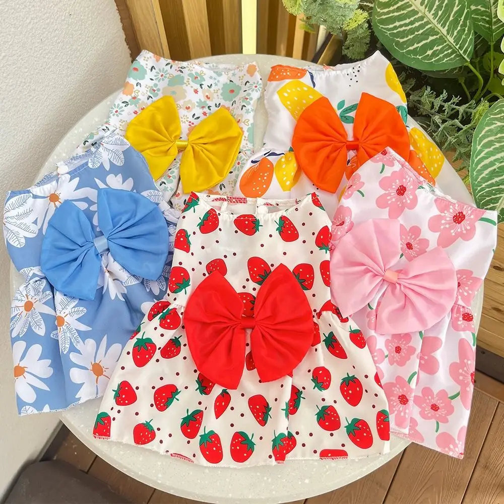 XS-XXL Dog Dress Breathable Bowknot Floral Puppy Princess Skirt Cute Bowknot Pet Skirt Spring Summer