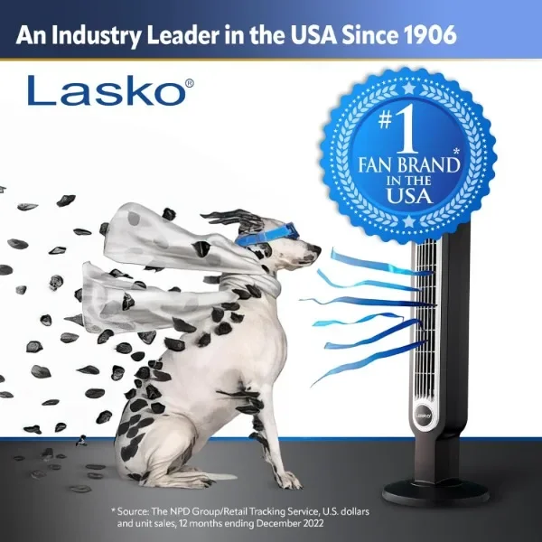 Lasko พัดลมทาวเวอร์แบบสั่นพัดลมเงียบพร้อมรีโมทสำหรับห้องนอนห้องนั่งเล่นสำนักงานพัดลมทาวเวอร์พร้อมรีโมทจับเวลา3สปีด