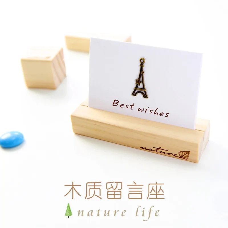 2 pcs/lot Creative vintage wooden Clip Holder Scratch Pad message postcards photos business card note clip display stand bracket