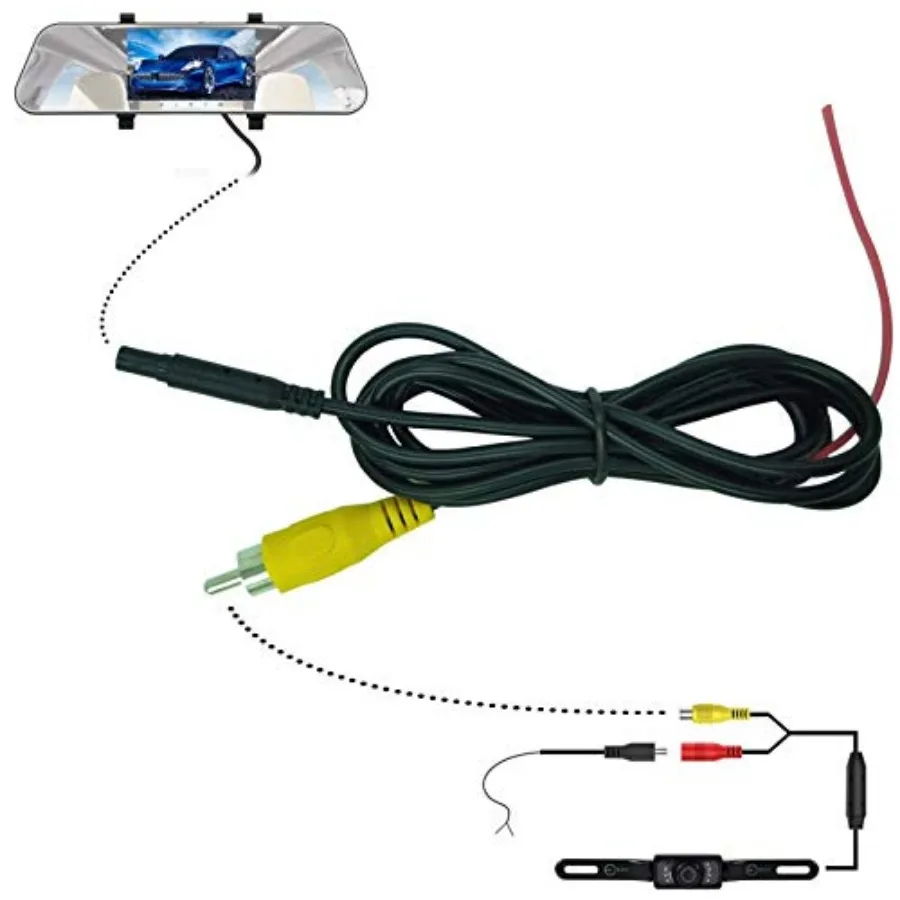 

Backup Camera Video Cable CVBS RCA Male Connector to 4 PIN Female Adapter Wire