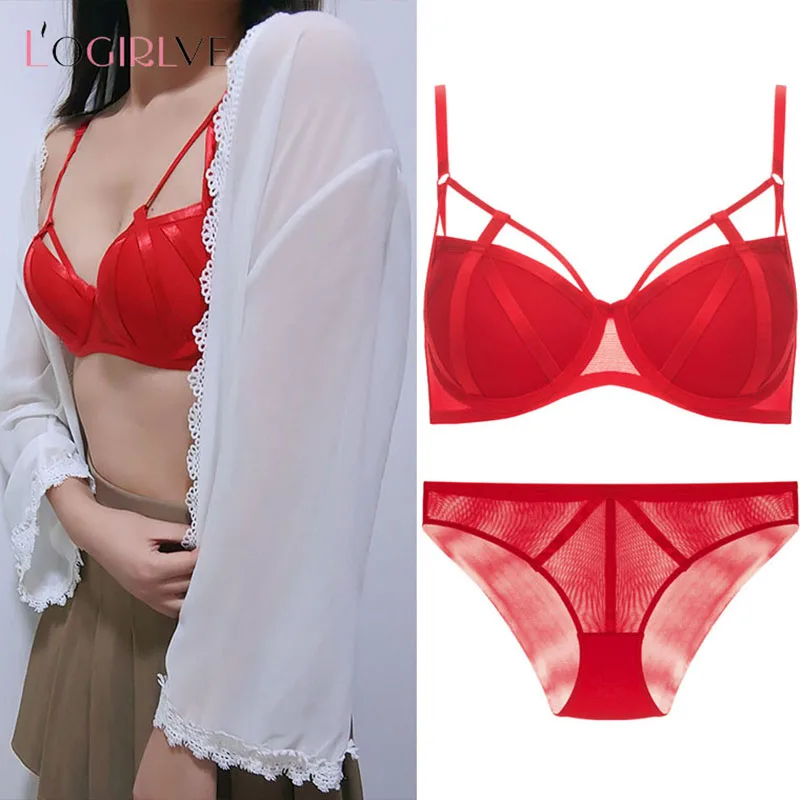 

Logirlve New Classic Bandage Bra Set Lingerie Push Up Brassiere Lace Underwear Set Sexy Cup Bra and Panties Women lingerie